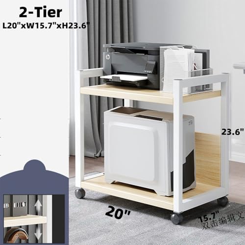 Laohucai Support d'imprimante Multicouche, Table d'imprimante sous Le Bureau avec roulettes, Table d'imprimante Mobile Industrielle avec étagère de Rangement, Supports pour imprimante(2-Tier) – vue 2