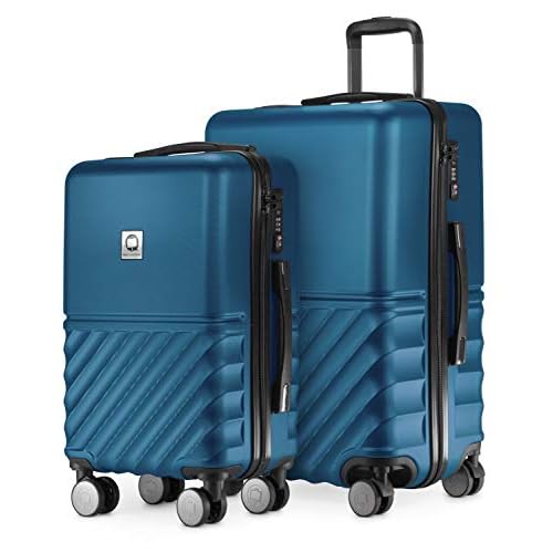 HAUPTSTADTKOFFER - Boxi - Set de 2 valises de Voyage, Taille Moyen et Bagage à Main (55/65 cm), Coque Rigide Legere, ABS, TSA, 4 roulettes Double, Bleu foncé
