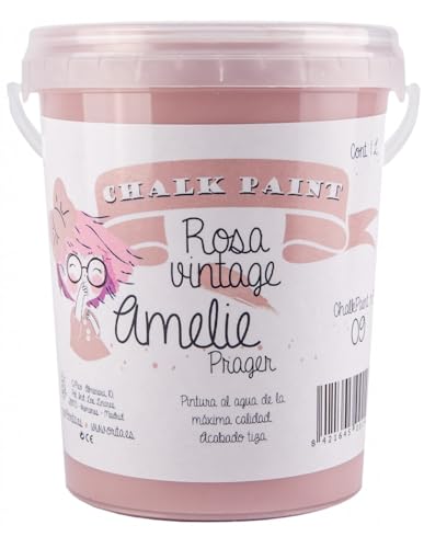 IberNorma Amelie Prager 1 Litro Pintura a la Tiza para muebles, Chalk paint para decoración y manualidades en madera 1L (09 Rosa Vintage)