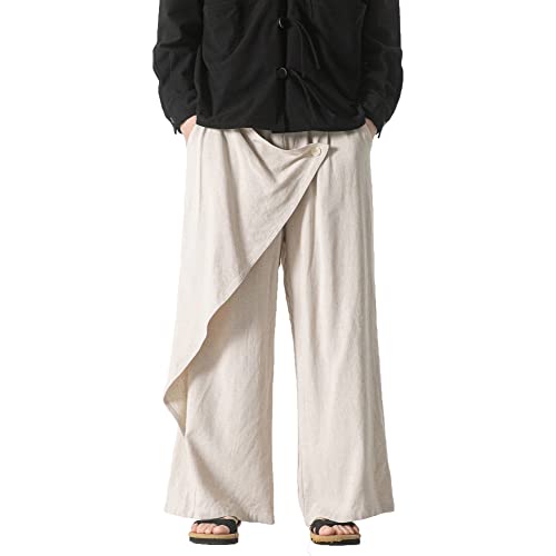 Prijouhe Mens Casual Linen Pants Baggy Pants Lightweight Elastic Drawstring Waist Harem Pants #TOP1