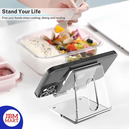 Image of JBM MART Crystal Clear Acrylic Cell Phone Stand for Desk Compatible with All Mobile