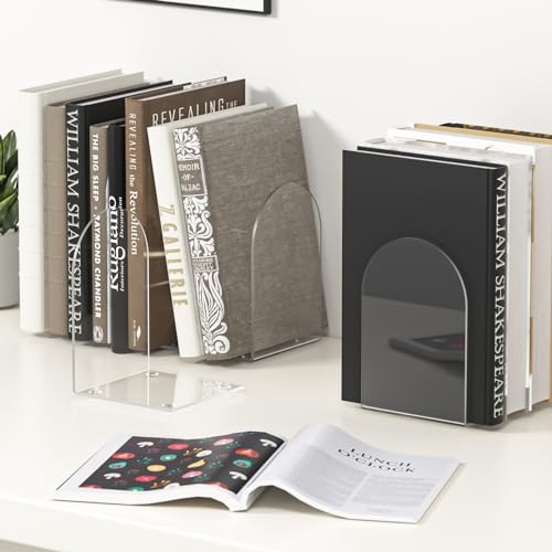 ALOTCHE Acryl Buchstützen, 4 Stück für Regale, Bücherregale und Schreibtisch-Organizer - Klare, Transparente Stützen für Bücher und Heimbürobedarf