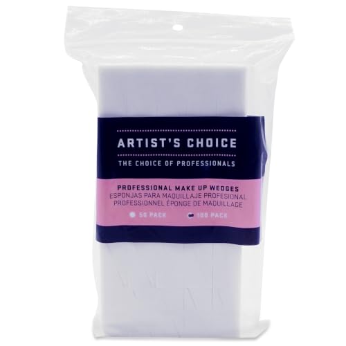 Artist's Choice Makeup Wedges, 100 Pack Triangle Cosmetic Sponges for Foundation, Blush, Concealer...
