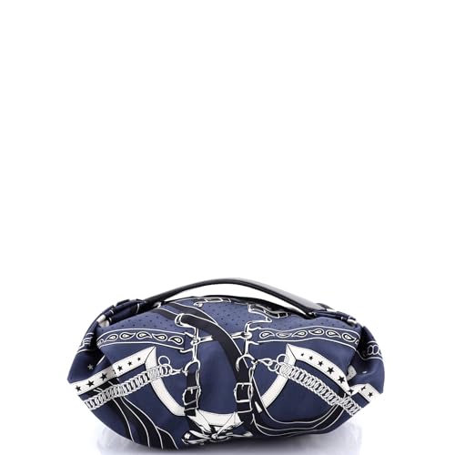 Hermes, Pre-Loved Balusoie Bag Printed Silk and Leather, Blue