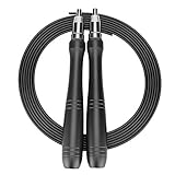 DIFFLIFE 2019 New Speed Rope Jump Rope, Self-Locking Adjustable Design,Alumium Alloy Anti-Slip Handles,Screw-Free Design for Men Women Fitness(Black) (YUNDA9216)