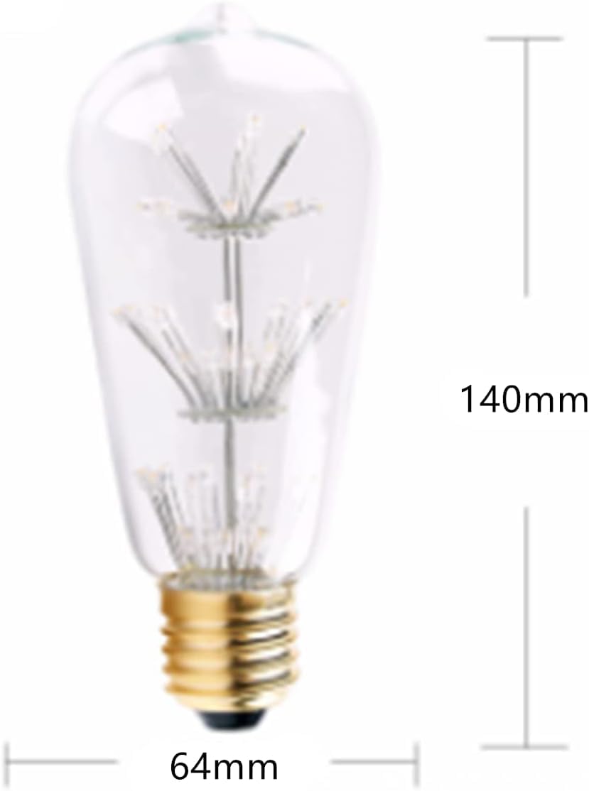 Juego de 2 bombillas LED edison, bombillas retro fuegos artificiales e27 220V 3W bombillas decorativas para fiestas en Navidad en casa (C multicolor)