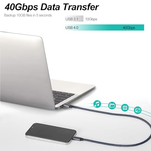 Image of OCPC USB C to USB C Cable Fast Charging (0.9ft /0.3m) 40 GBPS USB 4 Cable PD 240W Type C to Type C Cord 8K@60Hz Video， Fast Charging Cable Compatible with Computers, MacBook and iPhone15 Type-C