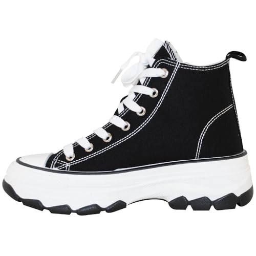 TRENDSUP Womens Sneakers Platform Shoes 2 Inch Height Lace Up Fashion Sneaker Shoes4