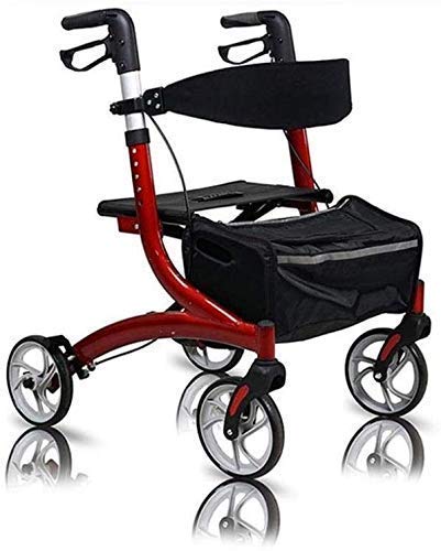 歩行器、アルミニウム製輸送歩行器ウォーカー、シートと車輪付き高さ調節可能なローリングウォーカー、高齢者、障害者、280ポンドのサポートウォーキングフレーム、車輪付き kxtmm