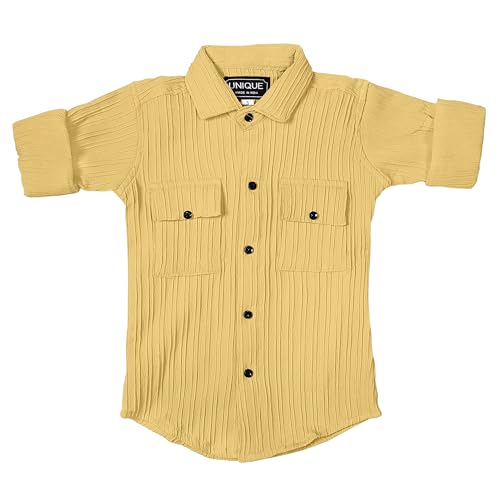 Image of Zilcon Boys' Long Sleeve Button Down Shirt for Kids Woven Solid Two Pockets