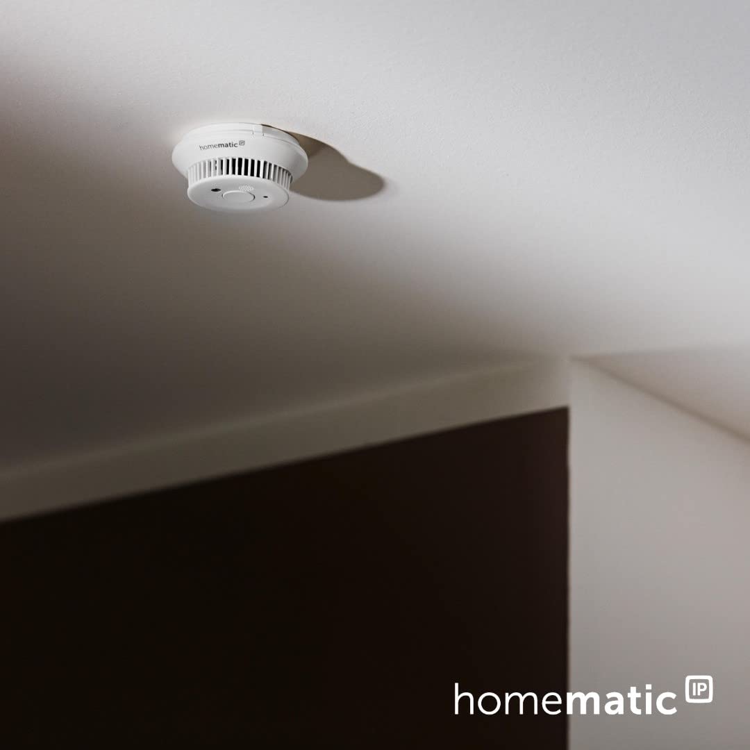 Homematic IP Smart Home Starter Set Rauchwarnmelder, Rauchmelder alarmiert lokal über die Sirene und per Push-Benachrichtigung in der Smartphone-App, integrierte LED-Notbeleuchtung, 150788A0