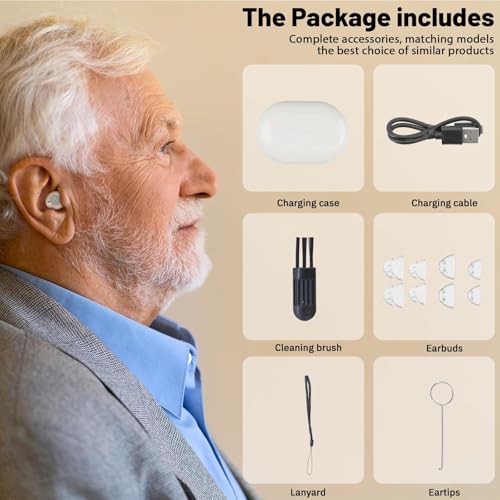 Image of OTC Hearing Aids for Seniors, Clear TV Sound, Noise Reduction, Rechargeable | 8 Hearing Aid Domes for Adult,3 Scene Modes (Meeting /Sport /Outdoor),Volume Memory,Compact In-Ear Design,Auto on /off