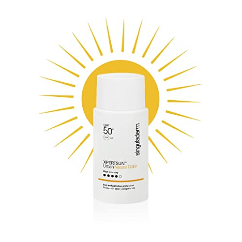 Singuladerm XPERTSUN Urban Natural Color - Protector Solar Facial SPF 50+ con Color (Alta Intensidad) - 50 ml - Crema Antimanchas y Antipolución de Uso Diario - Resistente al Agua