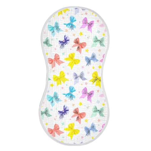 Pastel Bows Baby Burp Cloths for Boys and Girls, Soft Muslin Spit Up Towels, 22