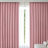 ATOKAZO カーテン 4枚セット 程よい遮光性 すぐ使える カーテンセット おしゃれ 無地 UVカット 遮像 プライバシー保護 自然光を取り入れる 透け感 遮熱 防寒 節電効果 省エネ 洗える 寝室 リビング アジャスター フック付き（丈178cm×幅100cm・ドレープ2枚+レース2枚・ピンク）