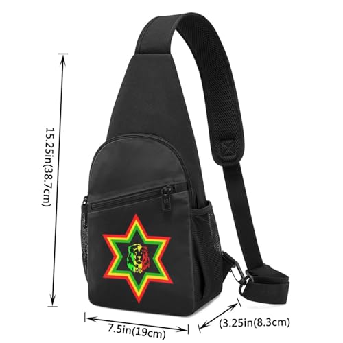 Rasta Star of David Lion of Judah，Fashion One-Shoulder Bag，Anti-Theft Crossbody Shoulder Chest Bag4