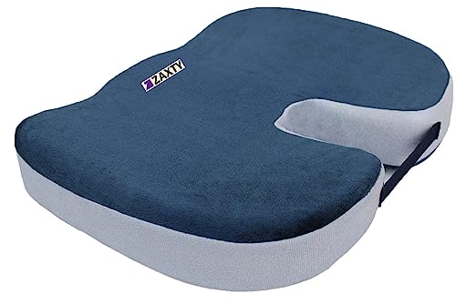 Image of Zaxty Orthopedic Lumbar & Tailbone Support Cushion Combo - Memory Foam Seat Cushion + Back Support for Sciatica, Coccyx, and Lower Back Pain Relief - Ideal for Office Chairs, Car Seats, and Home Desks