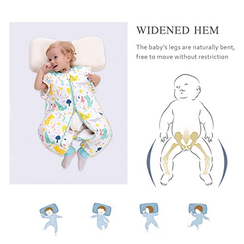 SONARIN Babyslaapzak, babyslaapzak, splitbeen met afneembare mouwen, dun, 2,5 TOG biologisch katoenen slaapzak, verschillende maten van 6 maanden tot 6 jaar oud - Afbeelding 5