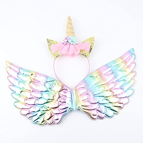 Serre Tête Licorne et Ailes de licorne, Accessoires pour Enfant Fille Halloween Carnaval Cosplay Party Fête Cover