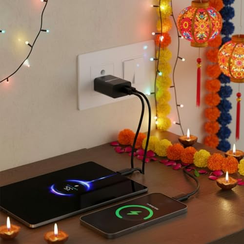 Image of Amazon Basics 12W Dual Port Mobile Charger | 12W Max Output | Includes 1 m Type C Cable | Universal Compatibility