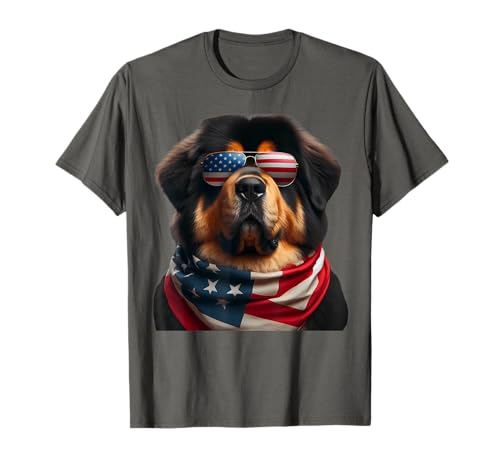 Tibetan Mastiff Dog 4th Of July American Independence Day Men Women Kids T-Shirt