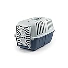 lionto Recycled Plastic Transport Box for Dogs and Cats, Transport Box for Pets, 48 x 31.5 x 33 cm, Dark Blue