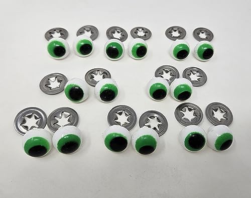Pair of Zim's 17mm Green Painted Plastic Frog Safety Eyes for Craft Dolls or Puppets (Pack of 8)