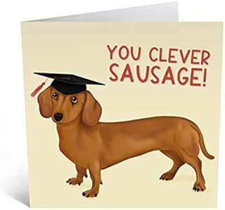 Central 23 - Cute Graduation Card for Her - 'You Clever Sausage' - Sweet Congratulations Card for Him - Dog Greeting Cards - Well Done Cards for Her - Comes with Fun Stickers