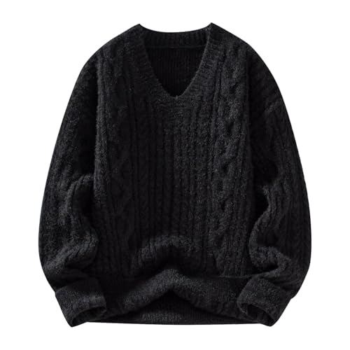 Jersey hombre cárdigan chaqueta de punto grueso suéter cuello moderno negro M