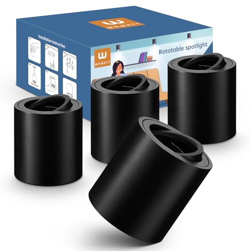 wowatt 4 Piezas Foco Led Interior Superficie Negro, Focos Techo Orientable de Aluminio, para Módulos GU10 y LED, Aplique Techo Interior Redonda, Sin lámpara GU10