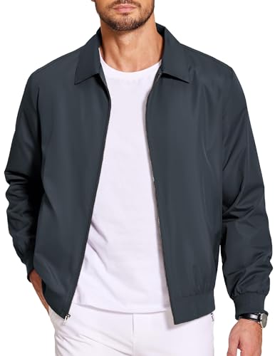 COOFANDY Men's Lightweight Jackets Casual Bomber Windbreaker Zip Up Collared Jacket Golf Windproof Coat