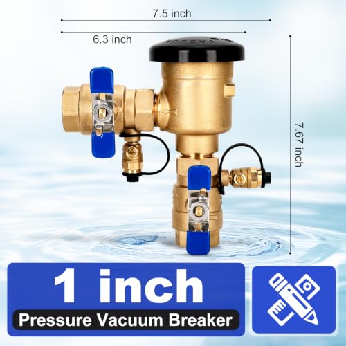 Image of UPGRADED 1 inch Pressure Vacuum Breaker Assembly, 400 PSI Max - Thickened Brass Backflow Preventer with Pre-Applied Sealant (No Teflon Tape Needed), Backflow Preventer Valve for Irrigation & Plumbing