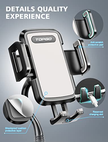 Image of TOPGO Car-Cup-Holder-Smartphone-Mount Adjustable Long Pole Automobile Cup Holder Smart Phone Cradle Car Mount for iPhone 11 Pro /XR /XS Max /X /8 /7 Plus /6s /Samsung S10 /Note 9 /S8 Plus /S7 Edge-Grey