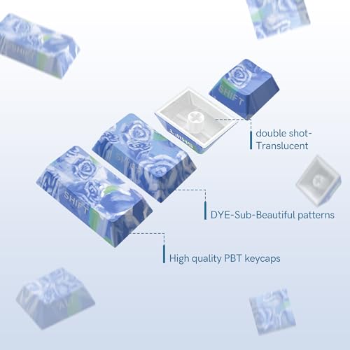 Image of dagaladoo Blue Keyboard keycaps,Double Shot PBT keycaps | Shine Through Keycaps dye-sub,Side Print,Cherry Profile keycaps for Mechanical Keyboard 60% /65% /75% /TKL /96% /100%
