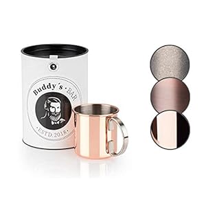 Buddy´s Bar – Moscow Mule Mok, 450 ml, hoogwaardige roestvrijstalen mok, geschikt voor levensmiddelen, cocktailbeker…