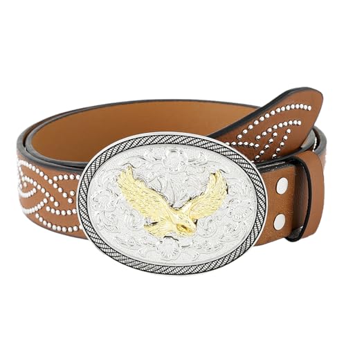 Ceinture boucle aigle en cuir PU clouté 38 mm style western