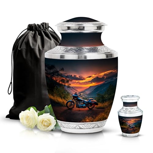 Image of Bike Urn Large Urns for Human Ashes 1 Large & 1 Small | Urn for Brother & Sister, Cremation Urns for Adult