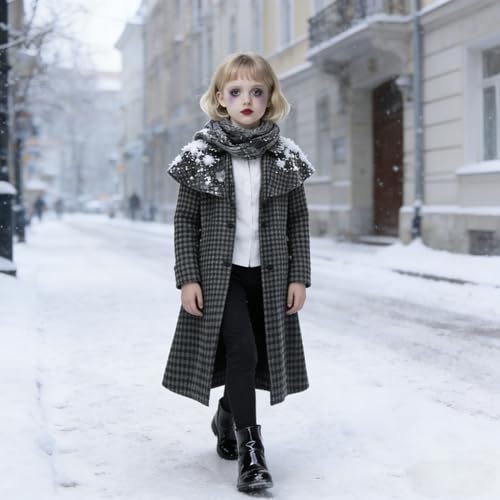 Abrigo largo negro para niñas estilo gótico miniatura 3