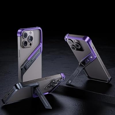 Metal Frame-Less Case for iPhone 16 Pro Max/16 Pro/16, with 120 Adjustable Stand, Shockproof, Heat Dissipation, Lightweight Metal Frame Design,Silver,16 Pro Max