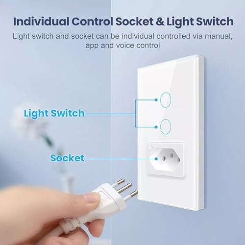 Interruptor Inteligente de 2 Botões e 1 Tomada Zigbee Tuya Smart Life 16a