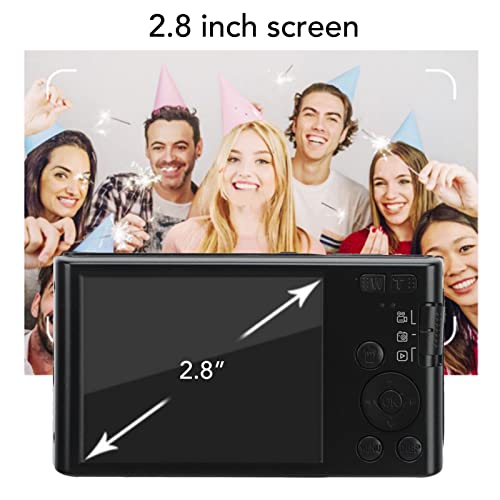 4K Digital Camera, 48MP 2.8 Inch 16X Digital Zoom Focus Rechargeable Students Compact Camera, Fill Light, Vlogging Camera for Photography and Video, Gifts for Teens Beginners (Black) - Thumbnail 5