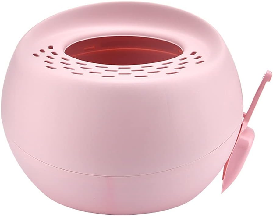 JJZXD スノーボールトップエントリータイプ猫用トイレ丸型ペット猫トイレ大型半密閉型プラスチックサンドボックス猫WCトレイペット清