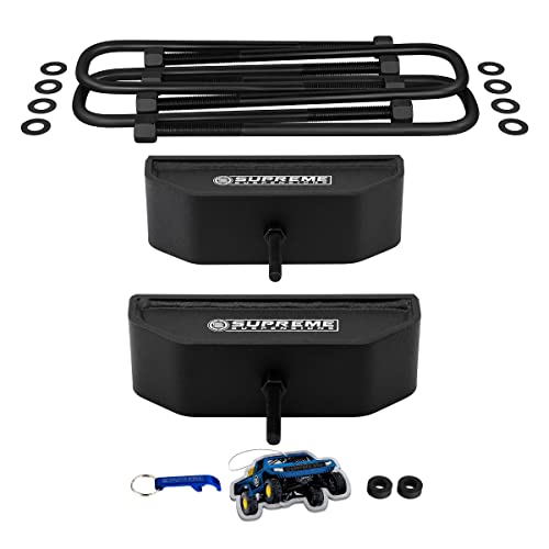 Supreme Suspensions US Patent Pending Front Lift Blocks for 1980-2004 Ford F250 / F350 Super Duty 4WD | 2.5" Front Leveling Lift Blocks + U-Bolts - Can Cooler Included with Purchase