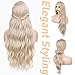 FAVE Long Blonde Wig Wavy Synthetic Wig Platinum Blonde Wig Middle Part Natural Blonde Wig Wigs for White Women(28 Inches)
