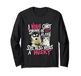 cane e gatti del husky siberiano delle donne maglia a manica