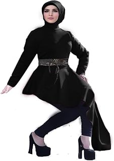 فستان نسائى بحزام جلد من الوسط قصير جانب للنساء أسود