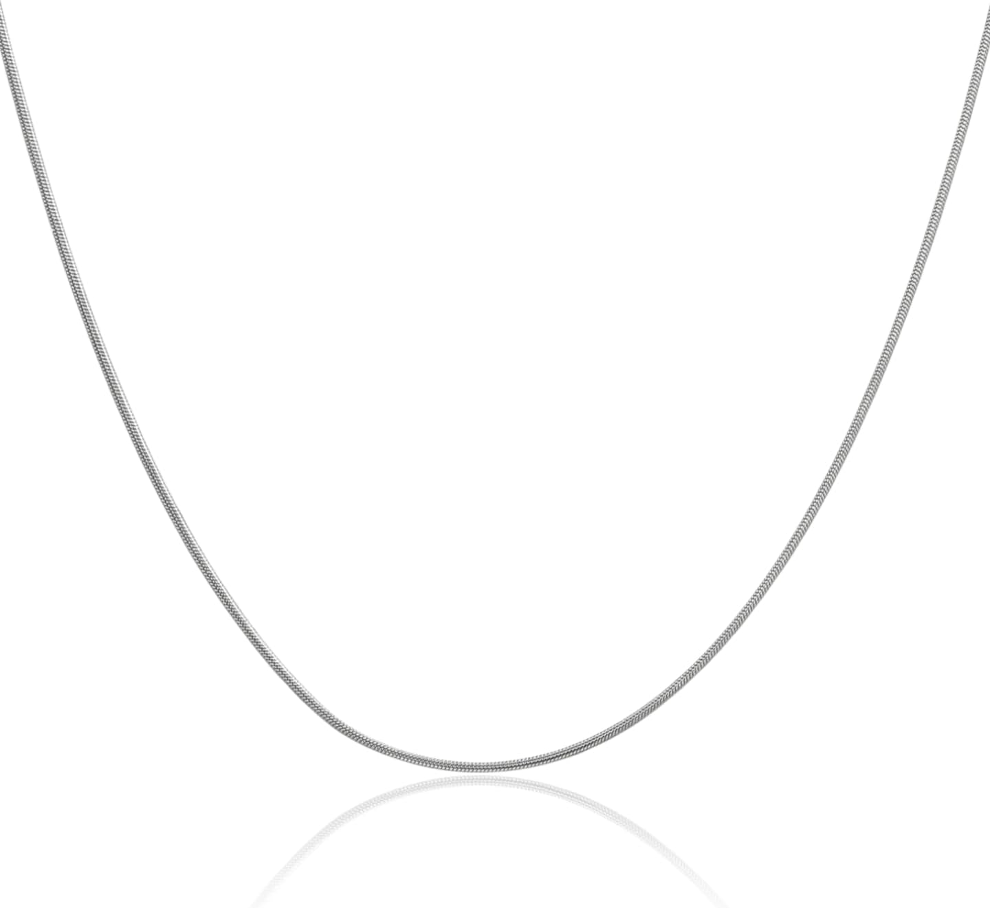 IceCarats 14K Solid White Gold 0.9mm Dainty Round Snake Chain Necklace Polished