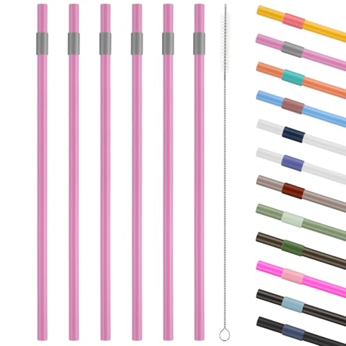 YOUMIIＲeplacement Straws Compatible with Owala 24oz Tumbler, with 1 Brush,Pack of 6 (Purple)
