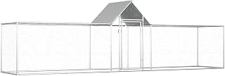 Chicken Coop Outdoor 16,4 x 3,3 x 4,9 ft Silber verzinkter Stahl Langlebiges großes Hühnerhaus wetterfest Leicht aufbaubar für Garten & Kleintierhaltung