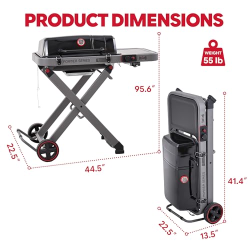 Image of Feasto Portable Gas Grill with Foldable X-Frame Cart for Tailgating, Black